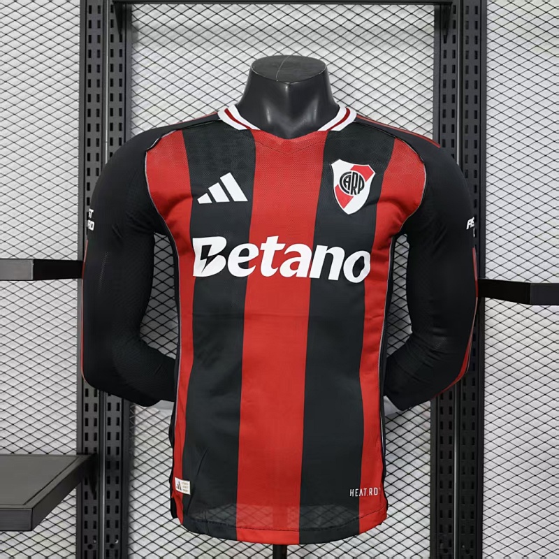 Version Player_Jugador- Camiseta de manga larga roja y negra de River